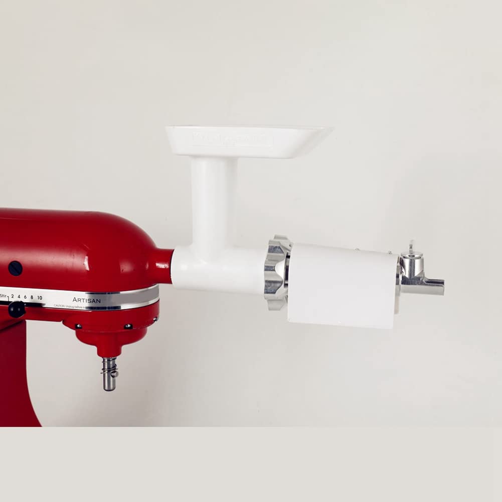 Meat Grinder Attachment for Mixers, White & Silver Q8847