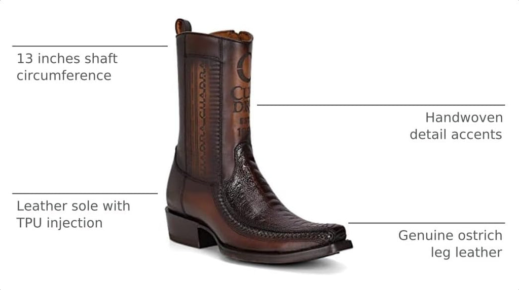 Brown Ostrich Leg Leather Cowboy Boots T35956