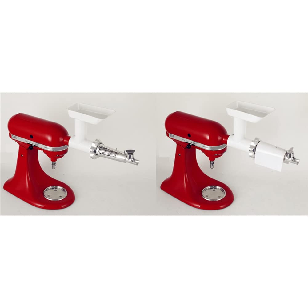 Meat Grinder Attachment for Mixers, White & Silver Q8847