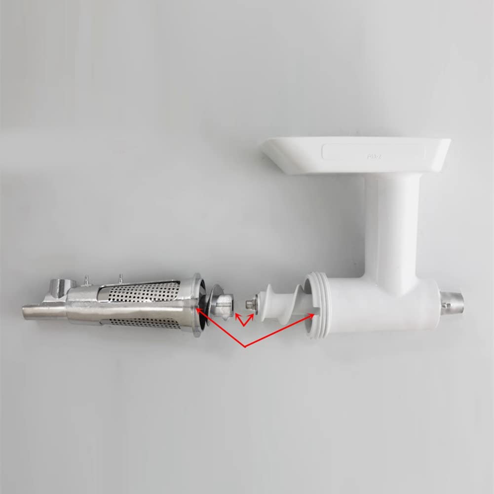 Meat Grinder Attachment for Mixers, White & Silver Q8847