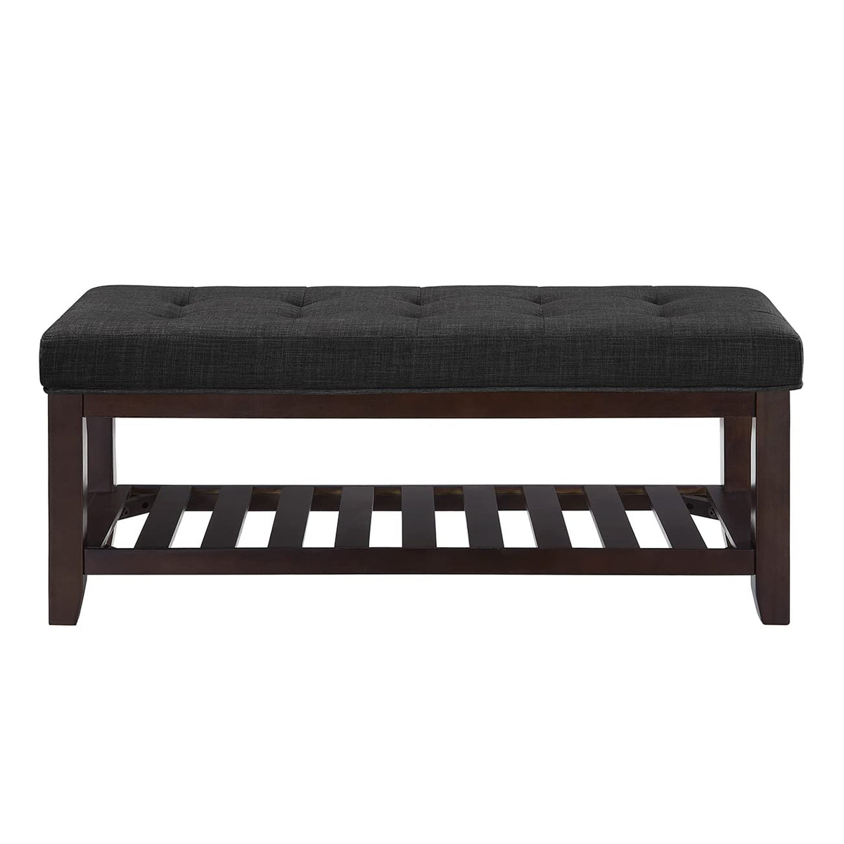 Large Rectangular Upholstered Tufted Linen Ottoman Bench S641636