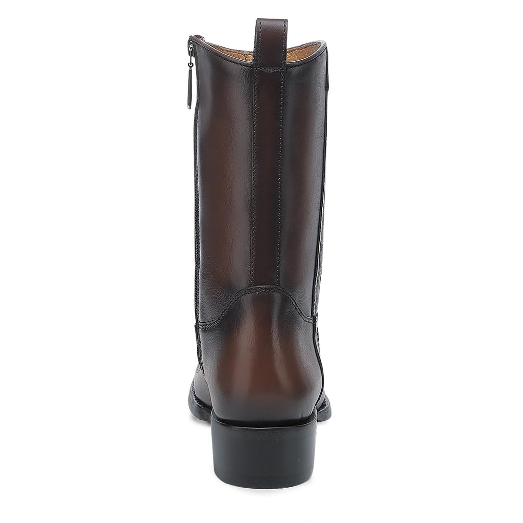 Brown Ostrich Leg Leather Cowboy Boots T35956