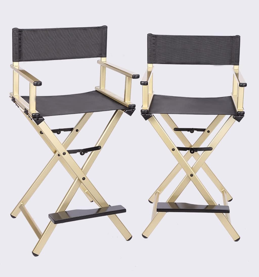 Black Aluminum Folding Director's Chair with Footrest E446