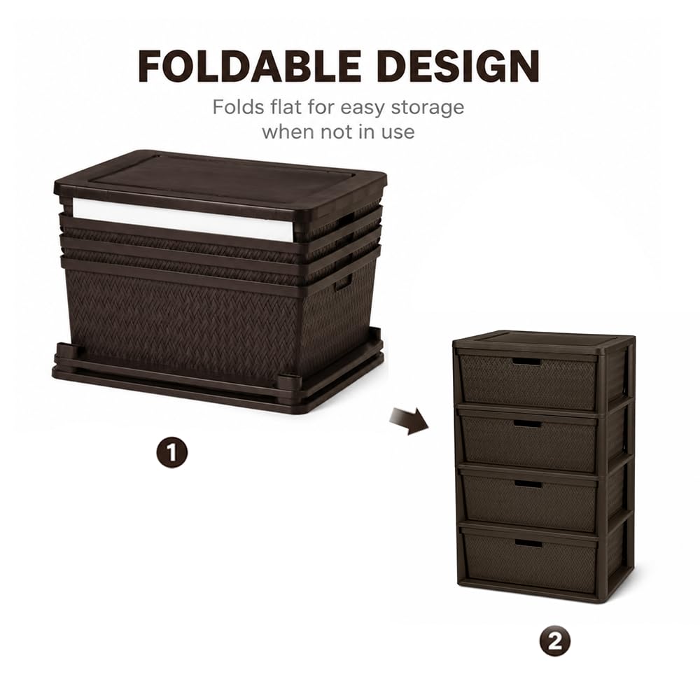 Brown 4 Drawer Plastic Storage Tower B53802