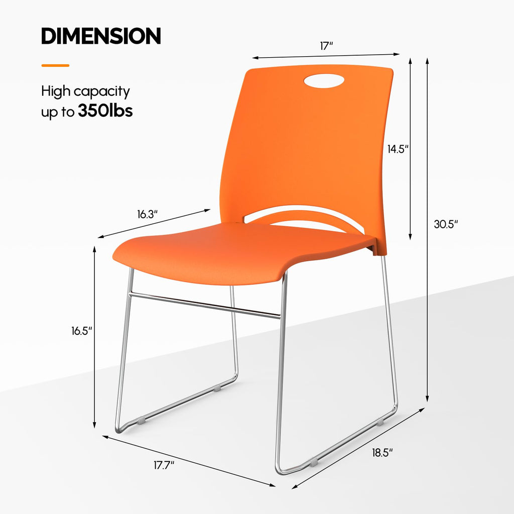 Orange Stacking Chairs Set of 4 I632