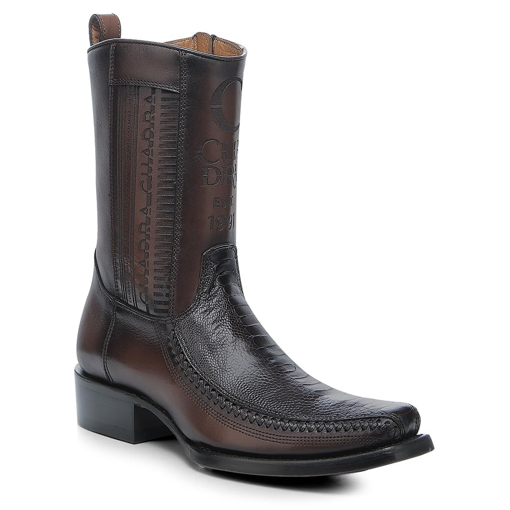 Brown Ostrich Leg Leather Cowboy Boots T35956
