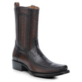 Brown Ostrich Leg Leather Cowboy Boots T35956