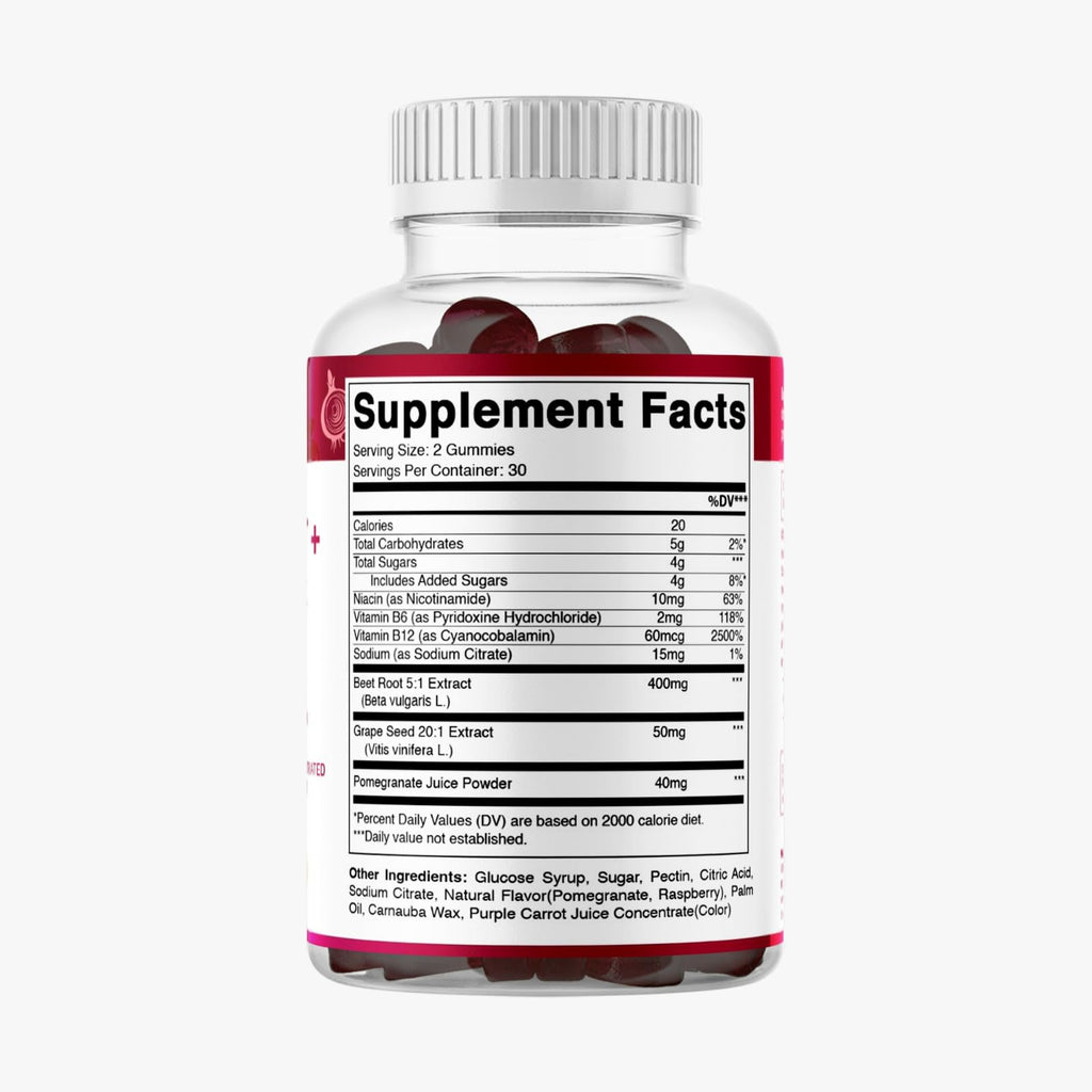 Beet Root Gummies with B6, B12, Grape Seed & Pomegranate 120 Count J888