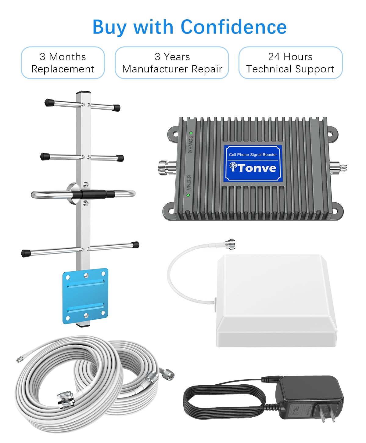 Cell Phone Signal Booster Kit with High Gain Antennas E959392