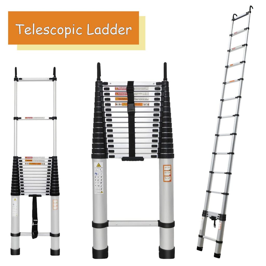 20.3ft Aluminum Telescoping Ladder with Hooks V3653