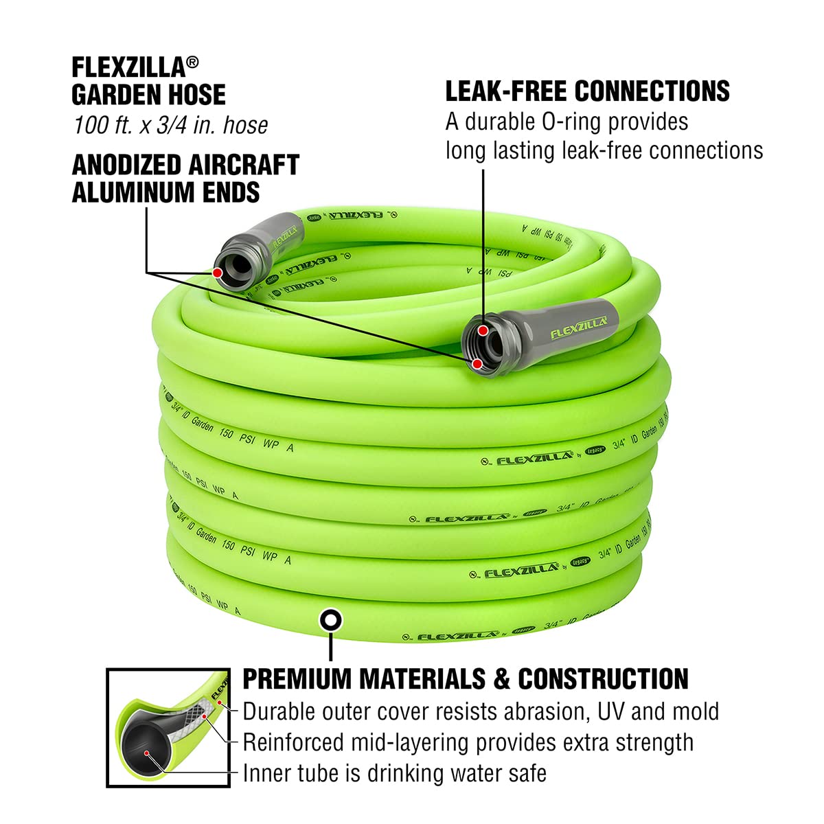 3/4 in. x 100 ft. Drinking Water Safe Garden Hose & Twist Action Nozzle B860317