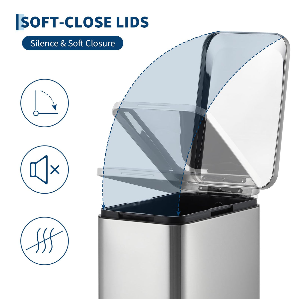 50L Slim Stainless Steel Kitchen Trash Can J845