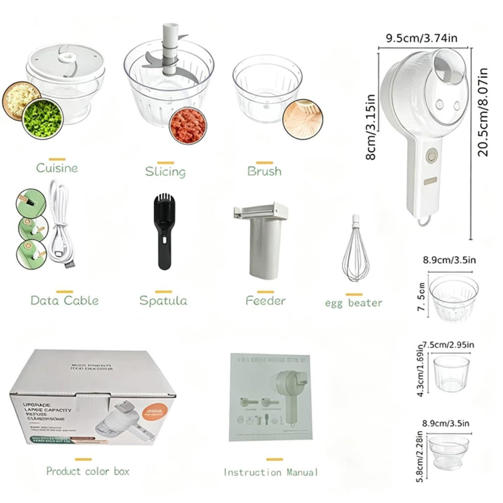 4 in 1 Handheld Electric Vegetable Cutter Set White S822