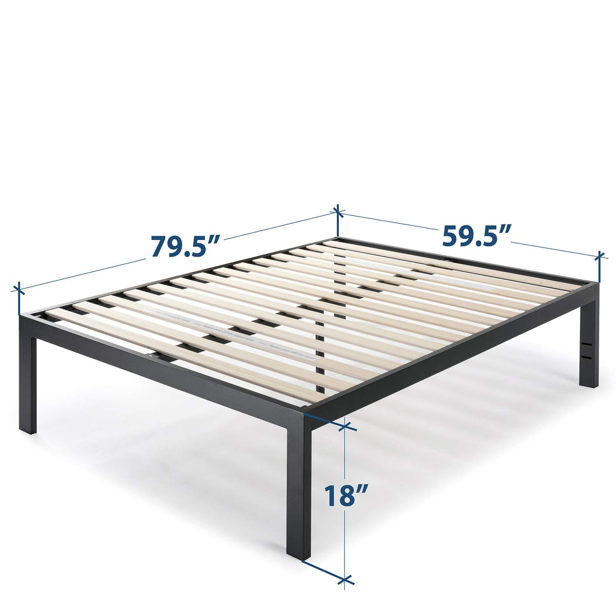 Queen 18 Inch Heavy Duty Steel Platform Bed with Wood Slat M36666