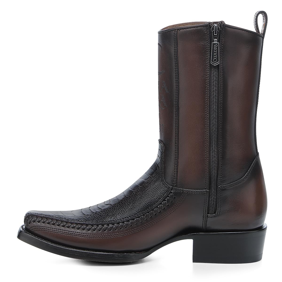 Brown Ostrich Leg Leather Cowboy Boots T35956