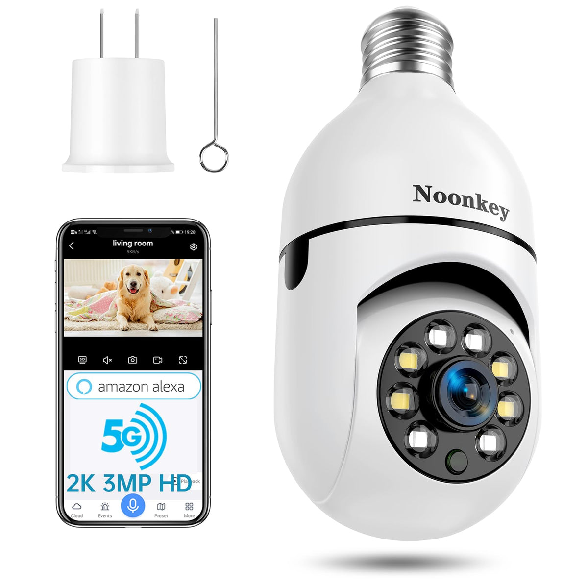 Light Bulb Security Camera 2K 3MP WiFi 360° Color Night Vision Two-Way Talk J687
