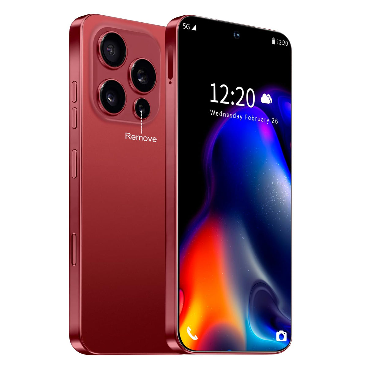 Unlocked Cell Phone 16+512GB Android 14 Wine Red F375
