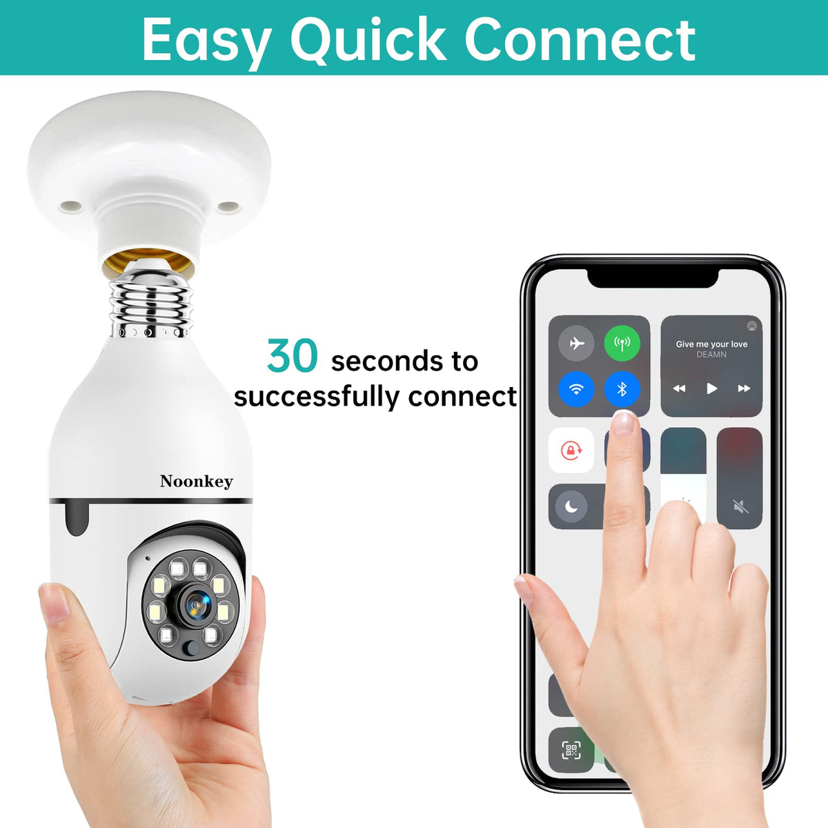 Light Bulb Security Camera 2K 3MP WiFi 360° Color Night Vision Two-Way Talk J687