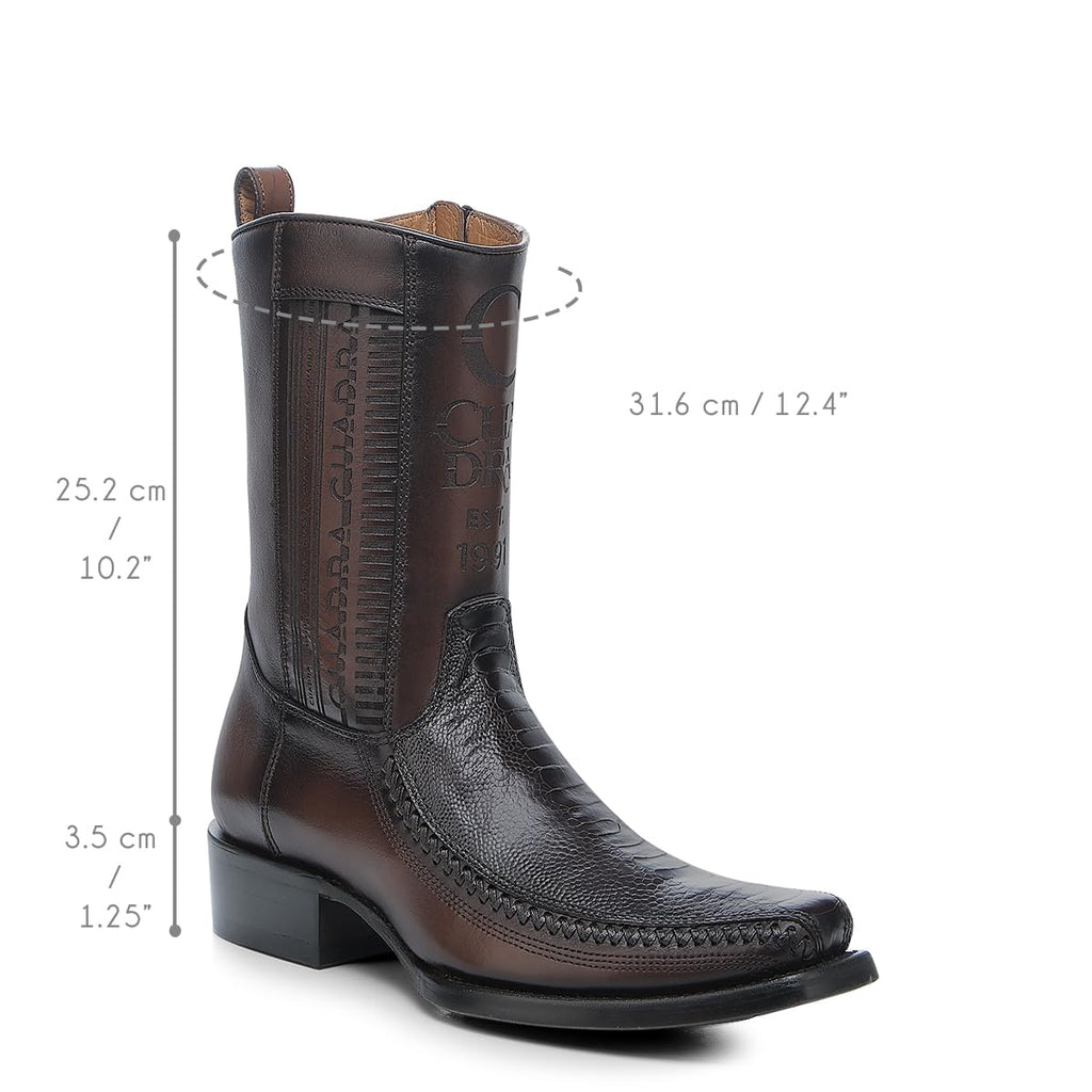 Brown Ostrich Leg Leather Cowboy Boots T35956
