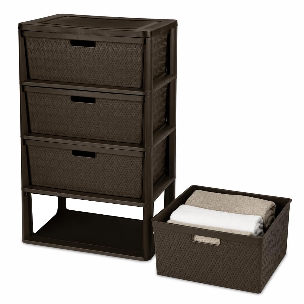 Brown 4 Drawer Plastic Storage Tower B53802