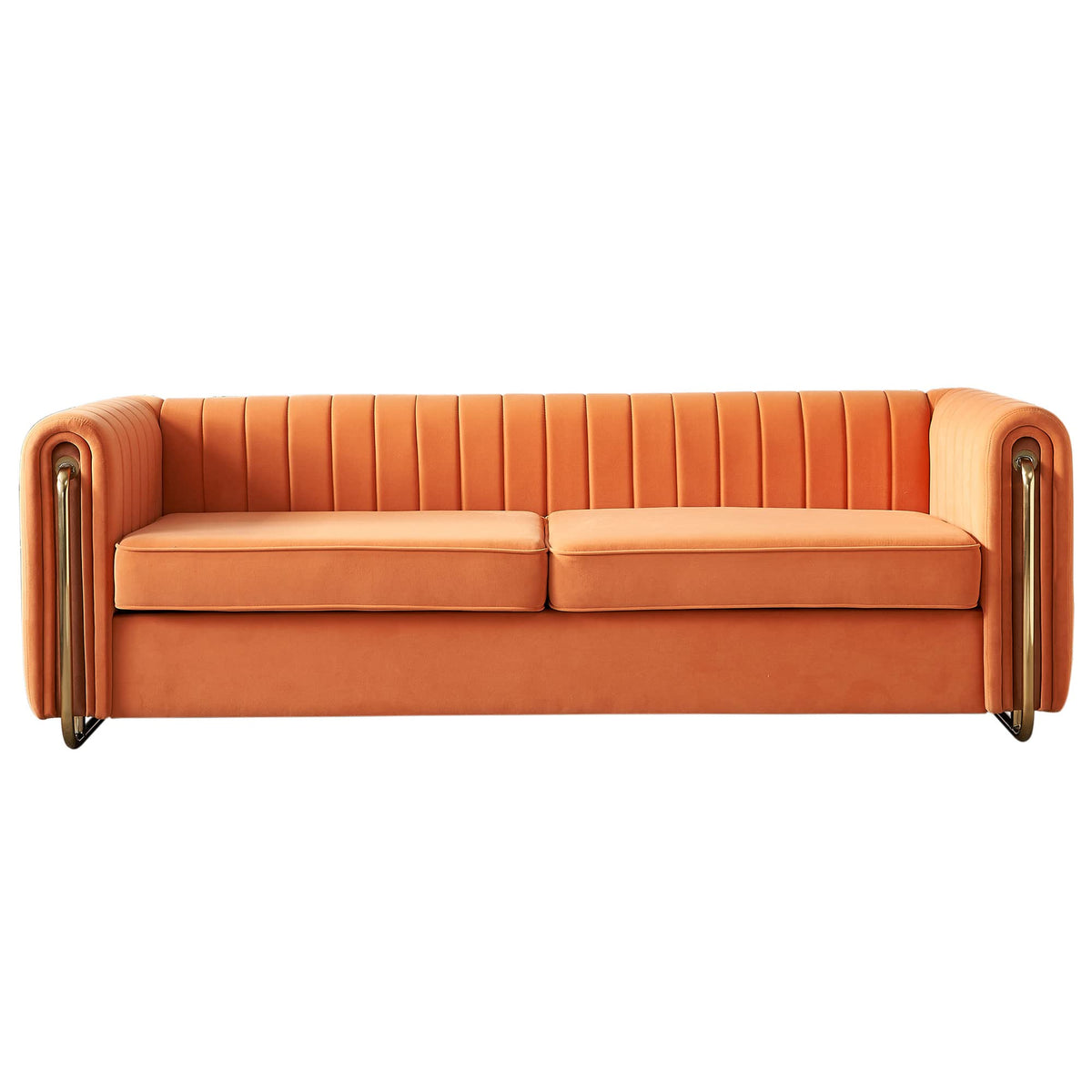 Orange Velvet 3 Seat Sofa U19747