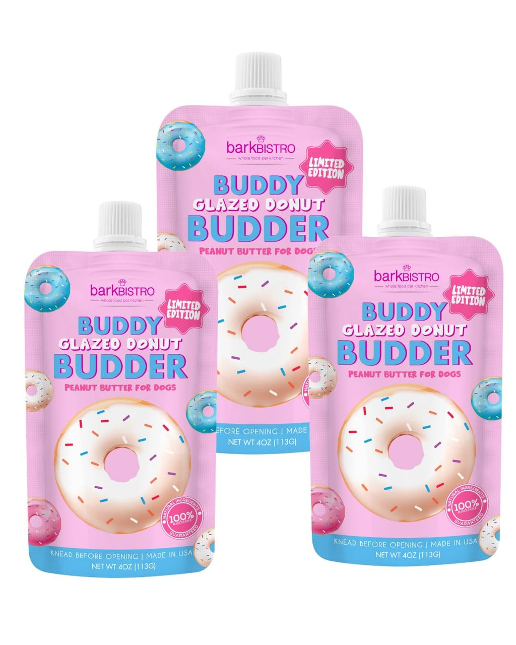 3pk 4oz Natural Dog Peanut Butter Pouches L49994