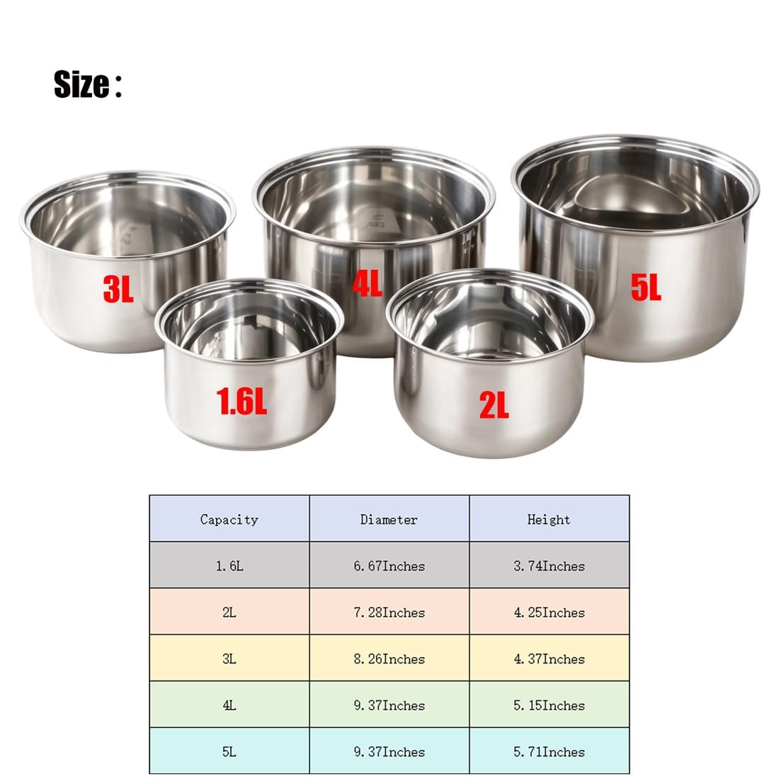 Stainless Steel 3L Rice Cooker Inner Pot E743