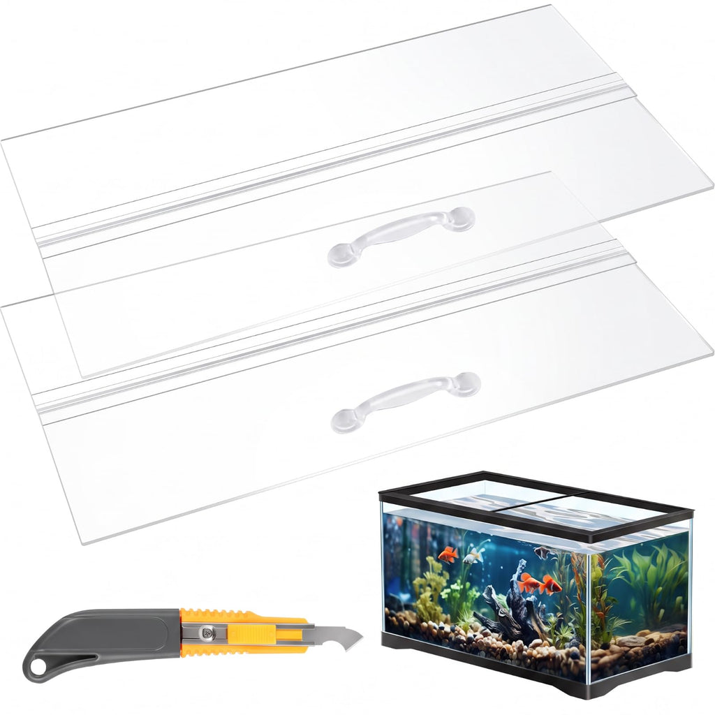 Polycarbonate Aquarium Lid 2 Pieces Set with Hook Knife Q22983