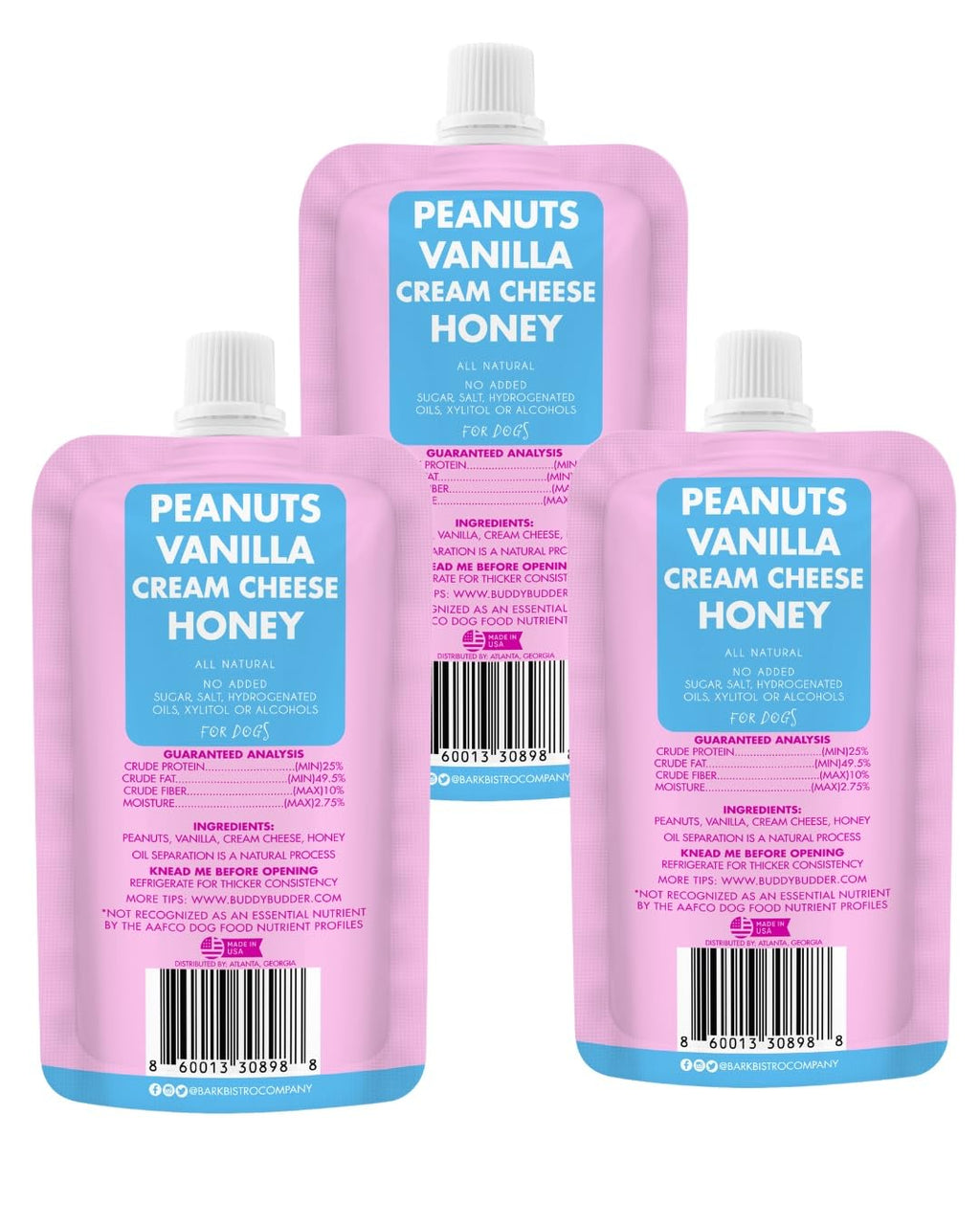 3pk 4oz Natural Dog Peanut Butter Pouches L49994