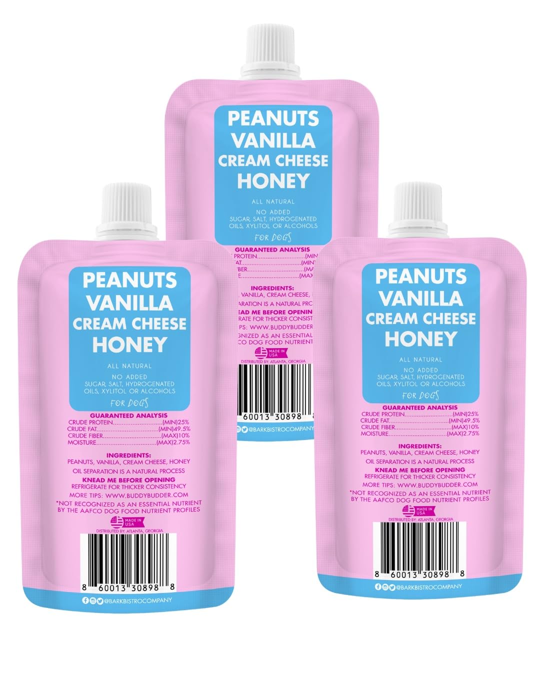3pk 4oz Natural Dog Peanut Butter Pouches L49994