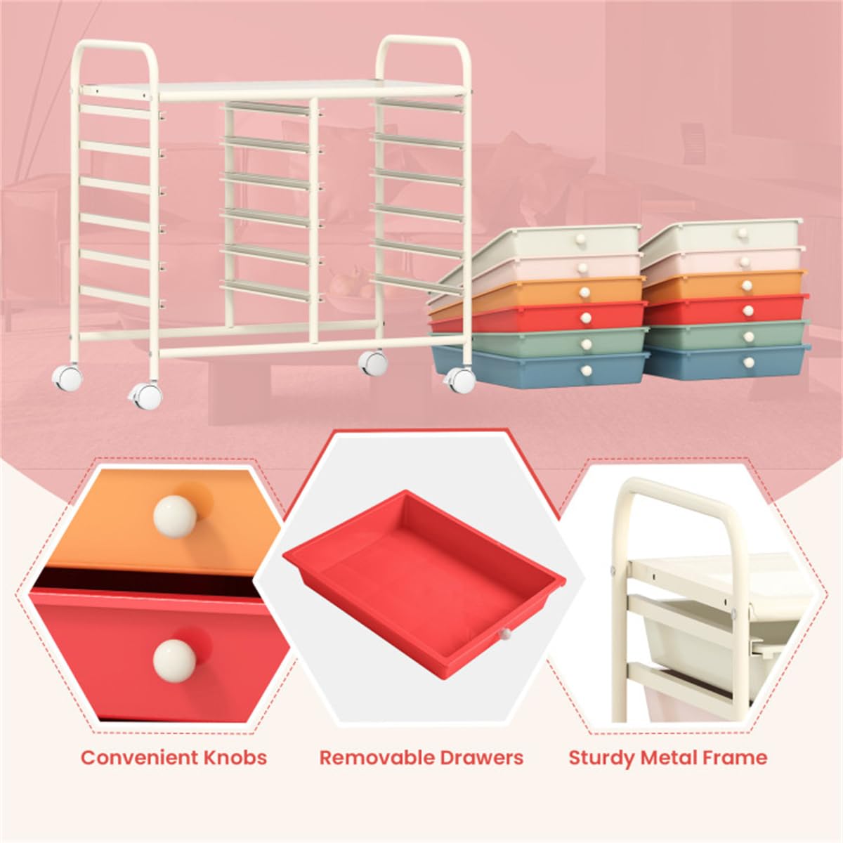 12 Drawer Rolling Storage Cart with Wheels I8878