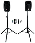 Powered PA Speaker Package with Mic Stands Cables Z136395
