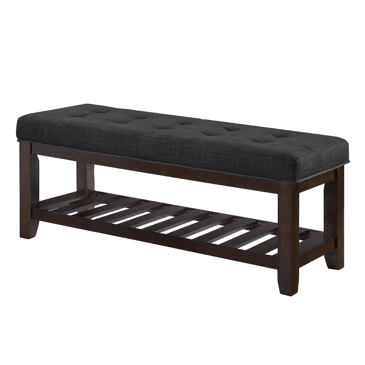 Large Rectangular Upholstered Tufted Linen Ottoman Bench S641636
