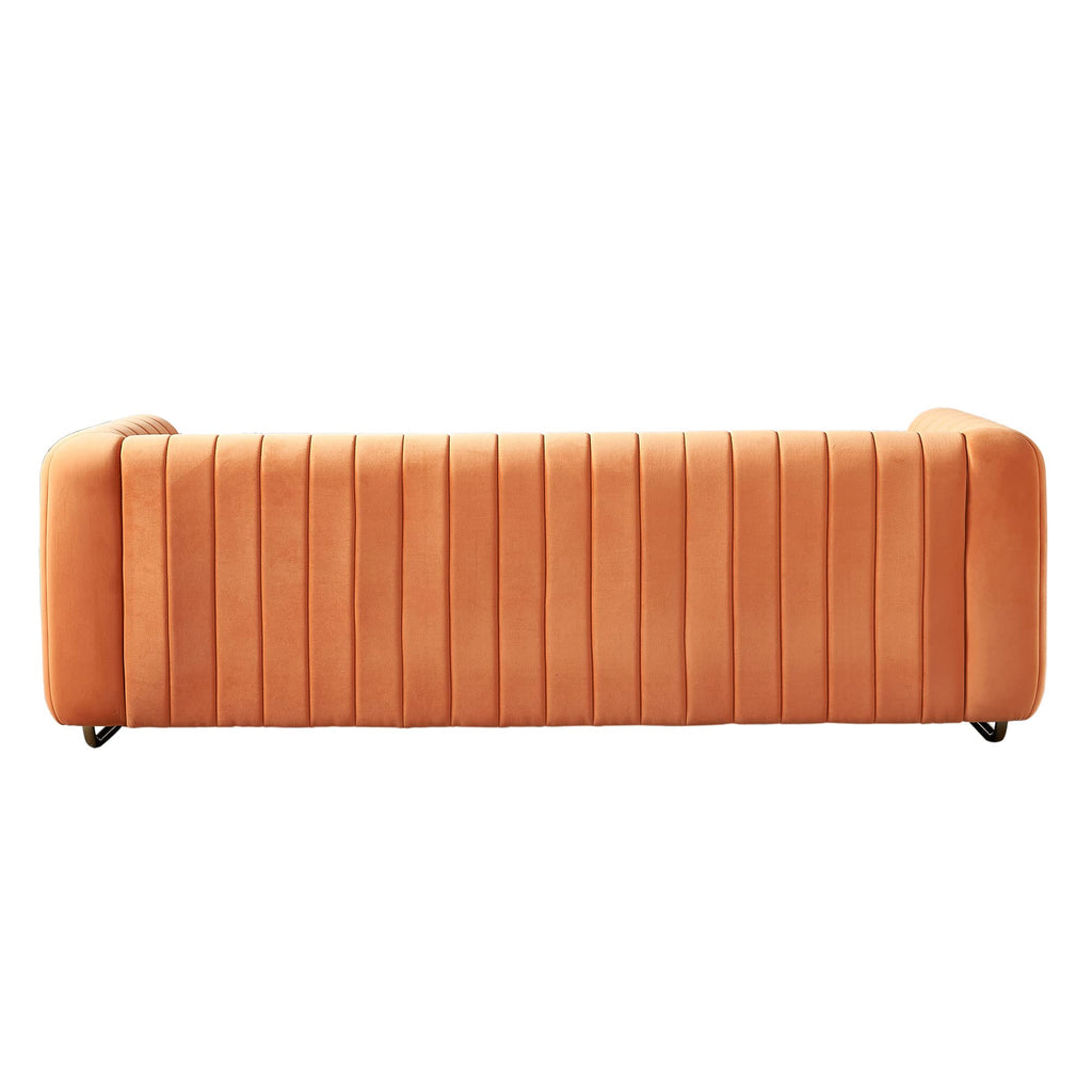 Orange Velvet 3 Seat Sofa U19747
