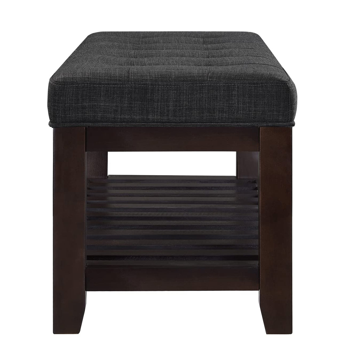 Large Rectangular Upholstered Tufted Linen Ottoman Bench S641636