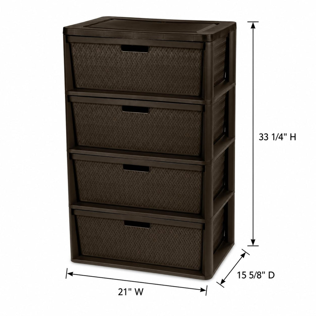 Brown 4 Drawer Plastic Storage Tower B53802
