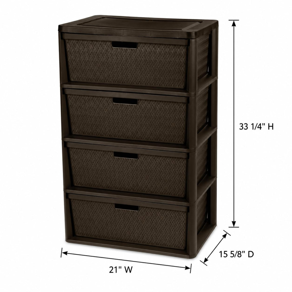 Brown 4 Drawer Plastic Storage Tower B53802