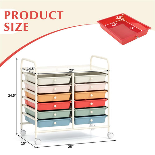 12 Drawer Rolling Storage Cart with Wheels I8878