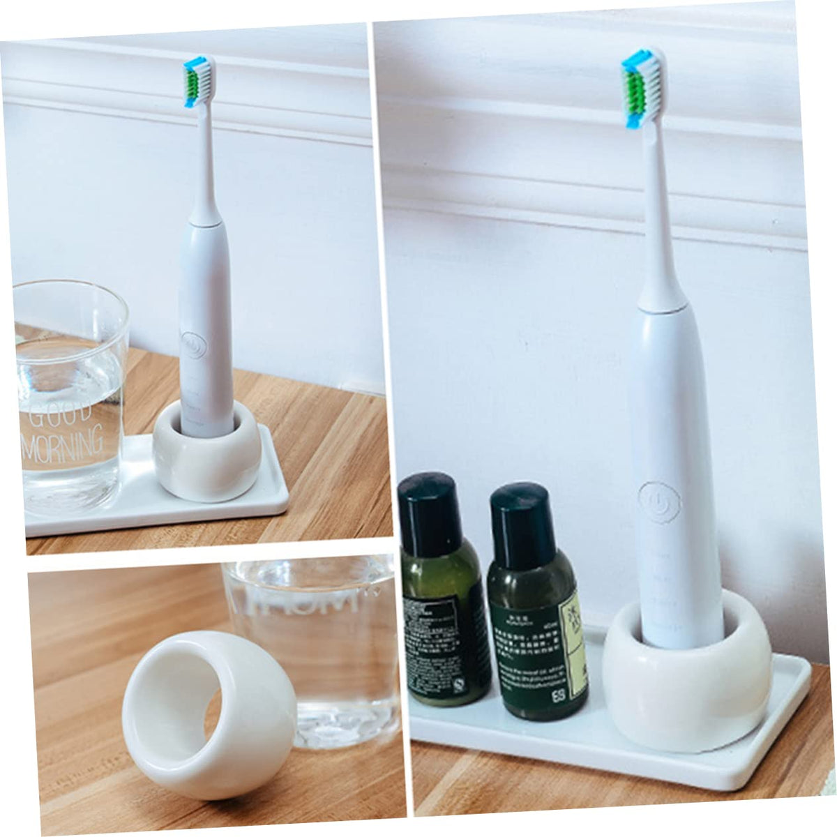 2-Pack White Ceramic Electric Toothbrush Holder Stand A89695