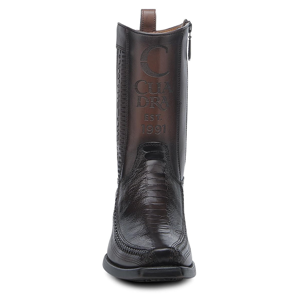 Brown Ostrich Leg Leather Cowboy Boots T35956