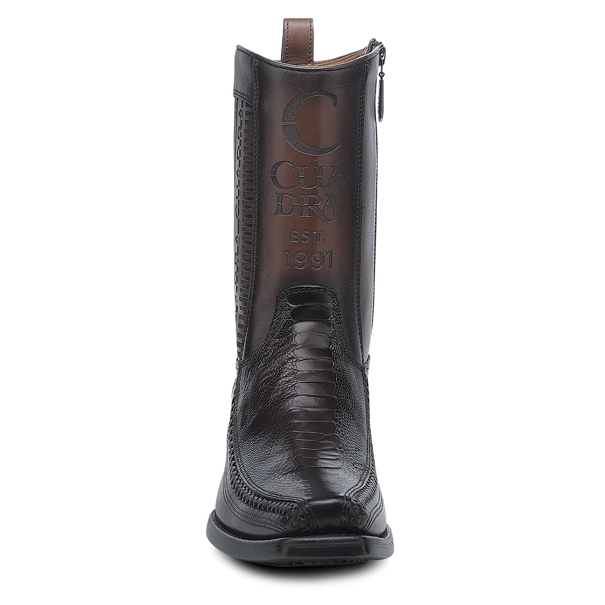 Brown Ostrich Leg Leather Cowboy Boots T35956