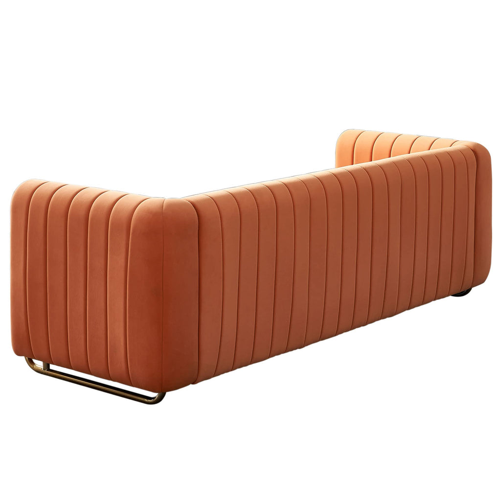 Orange Velvet 3 Seat Sofa U19747