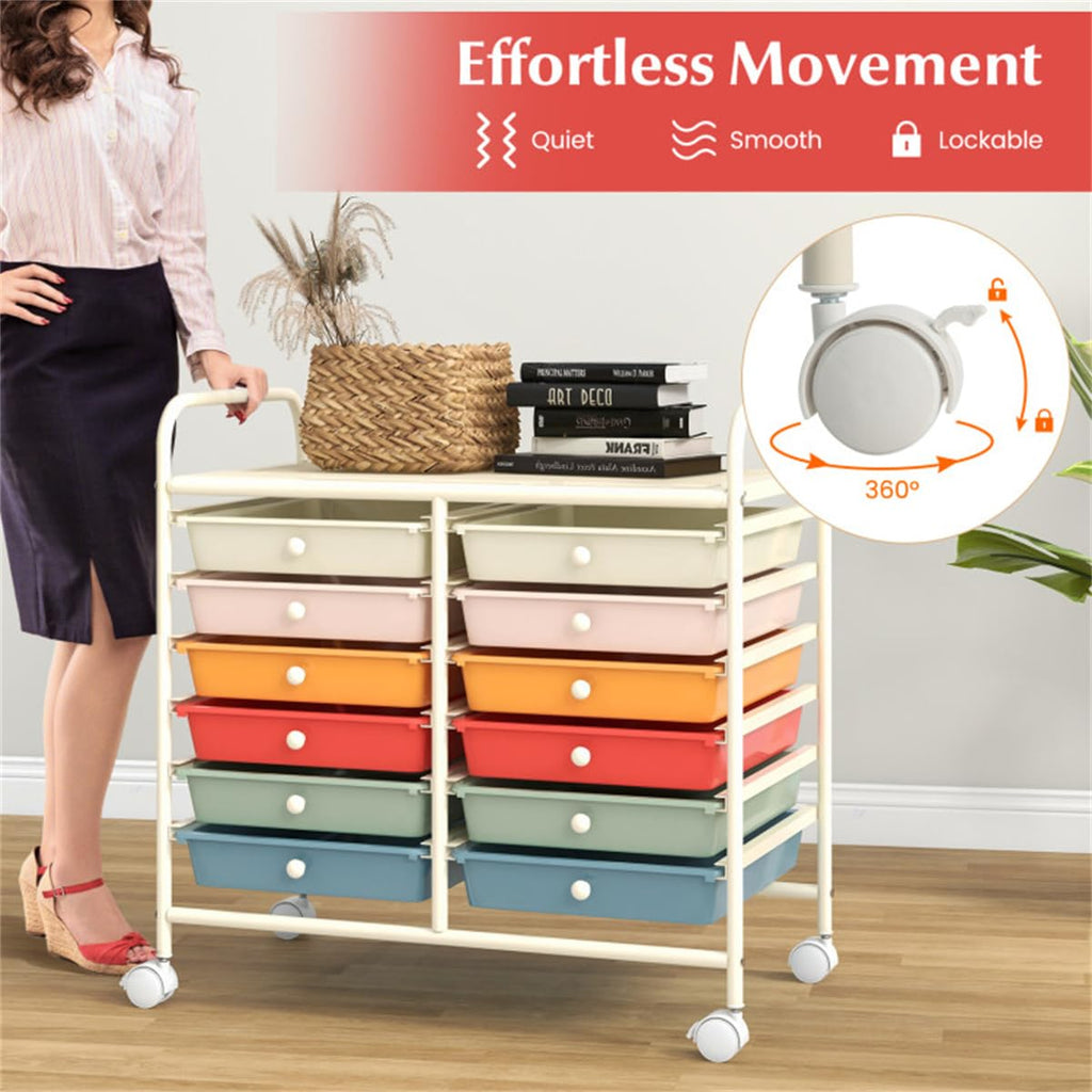 12 Drawer Rolling Storage Cart with Wheels I8878