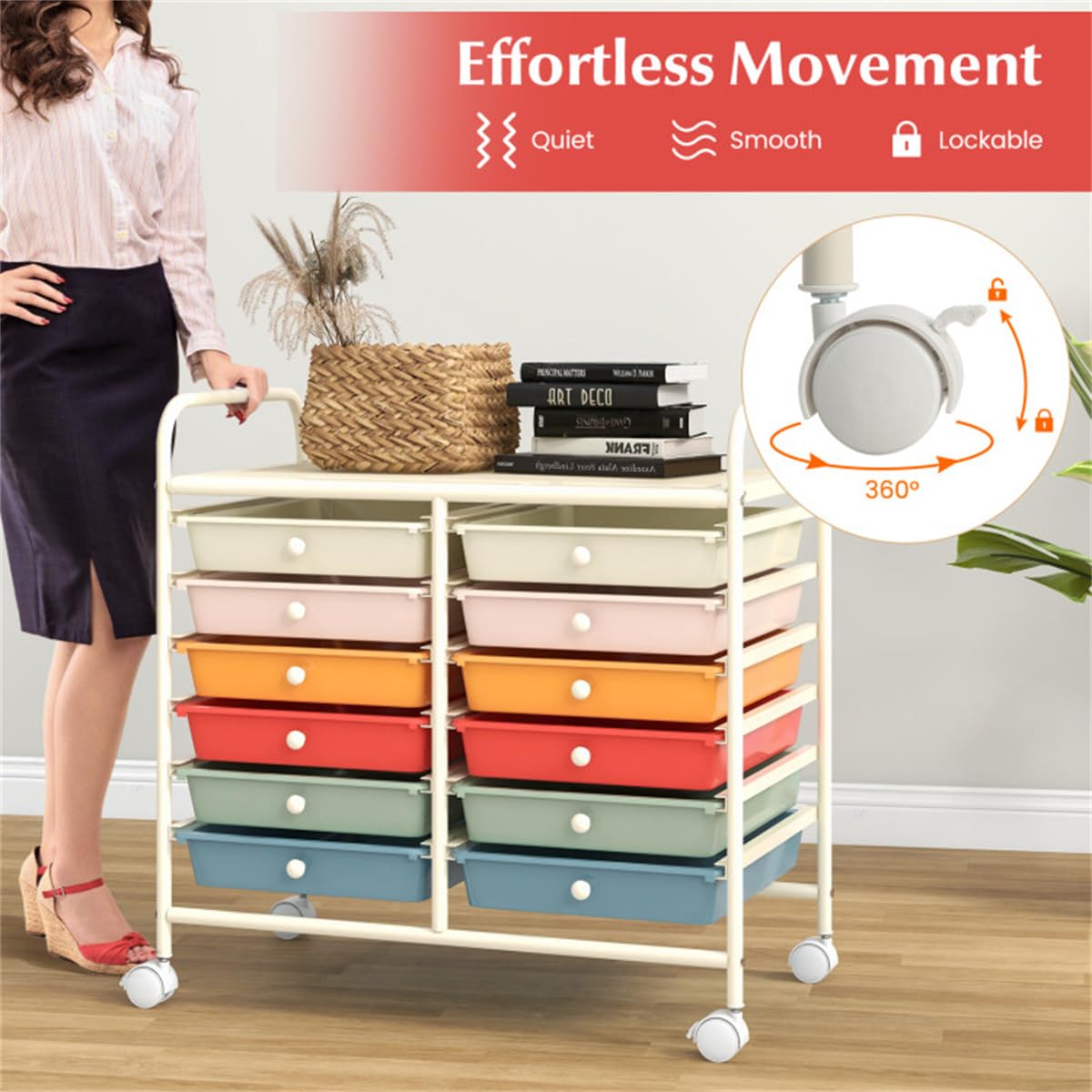 12 Drawer Rolling Storage Cart with Wheels I8878