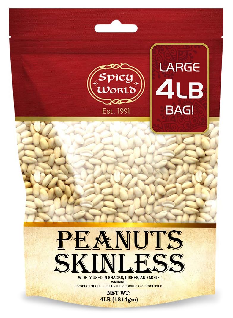 Blanched Raw Unsalted Skinless Peanuts 4 Pound C140892