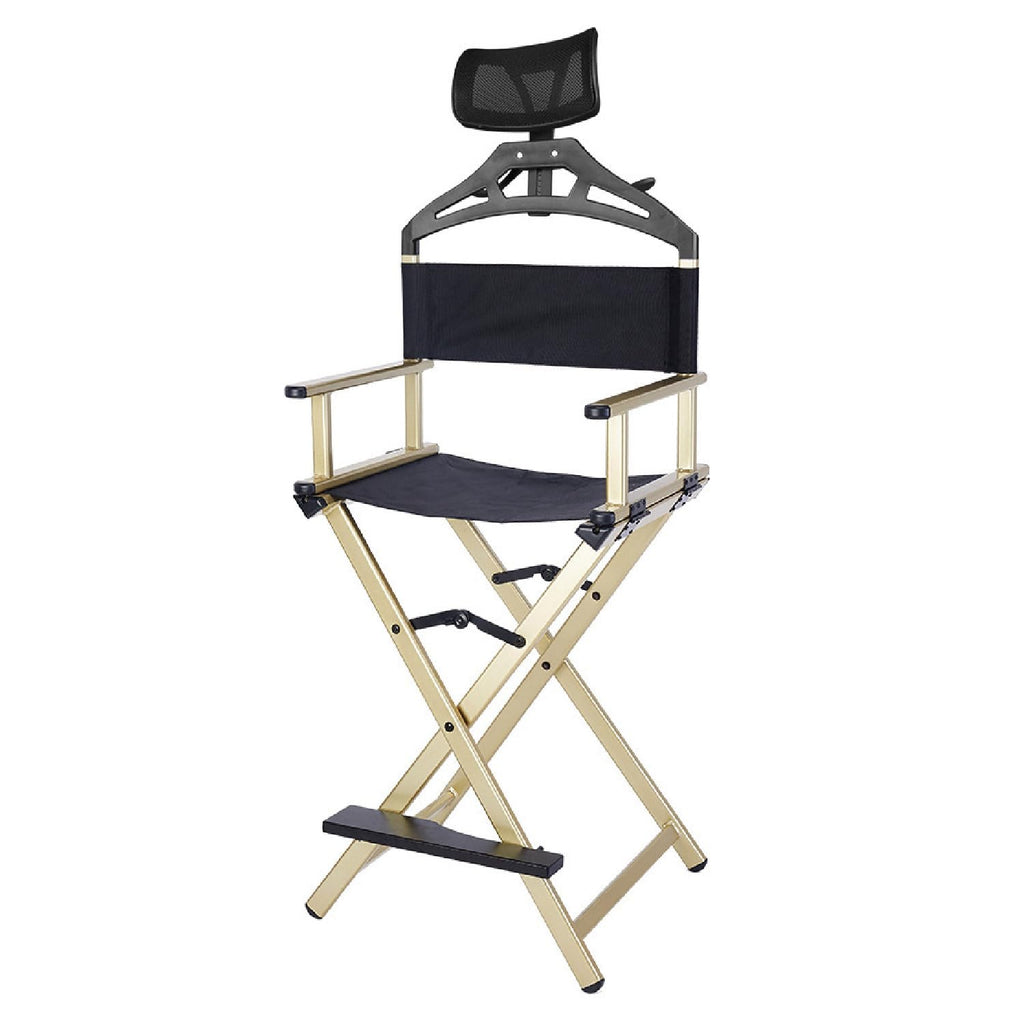 Extra Tall Foldable Makeup Artist Stool Chair with Head Rest C61416