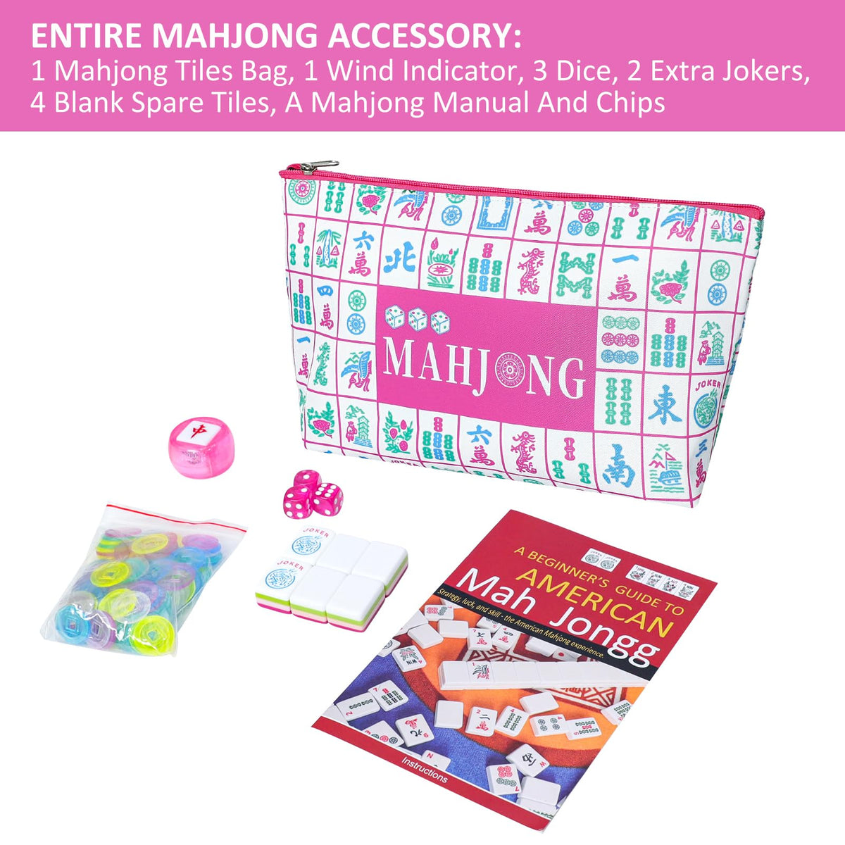 166 Acrylic Engraved Mahjong Tile Set with Carrying Bag G19992