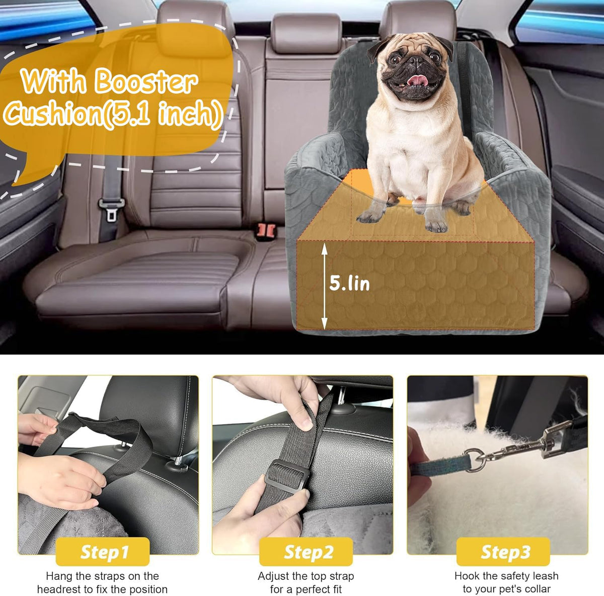 Memory Foam Dog Booster Seat with Washable Removable Cover K65151