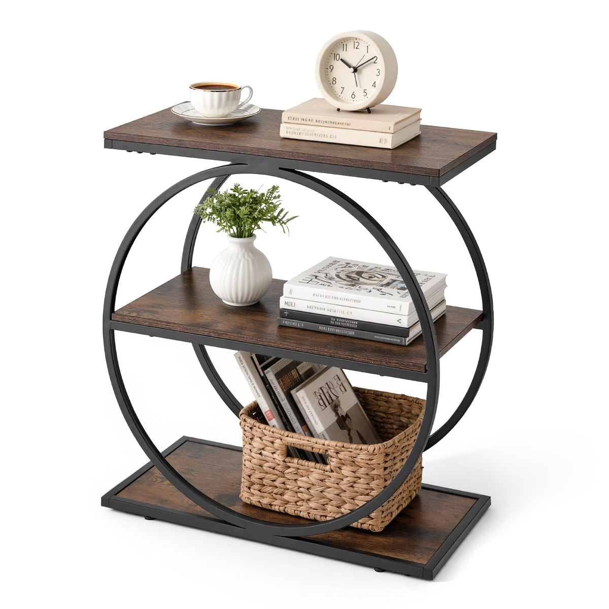 3-Tier Narrow Side Table with Open Storage Shelves M104