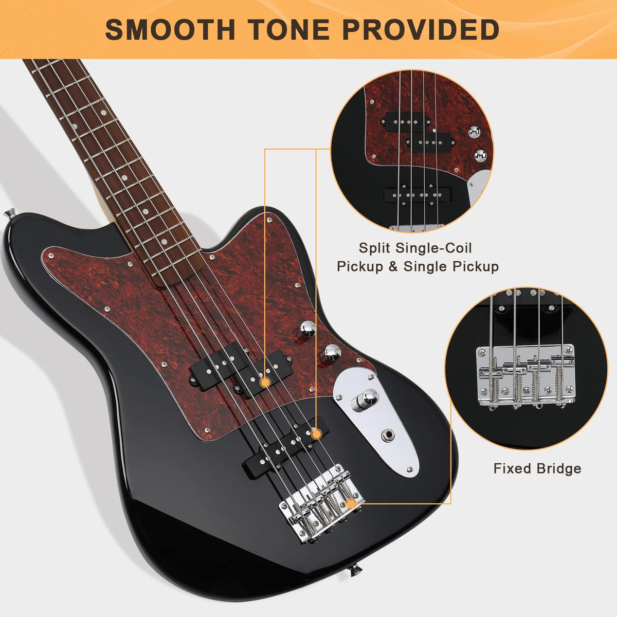 4 String Electric Bass Guitar Beginner Kit with Amp U384304